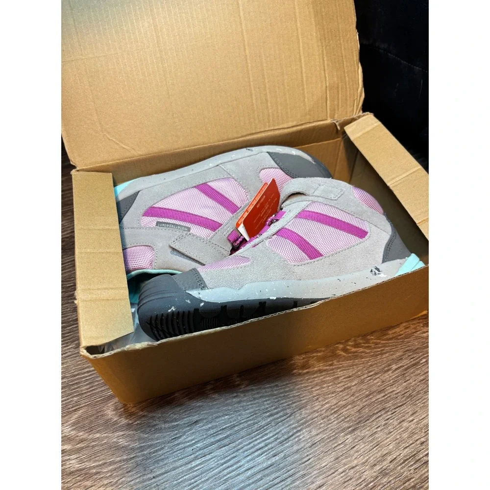 Merrell Bare Steps Hiker Girls Grey Pink Aqua Water Repellent Boots Size 37 NIB